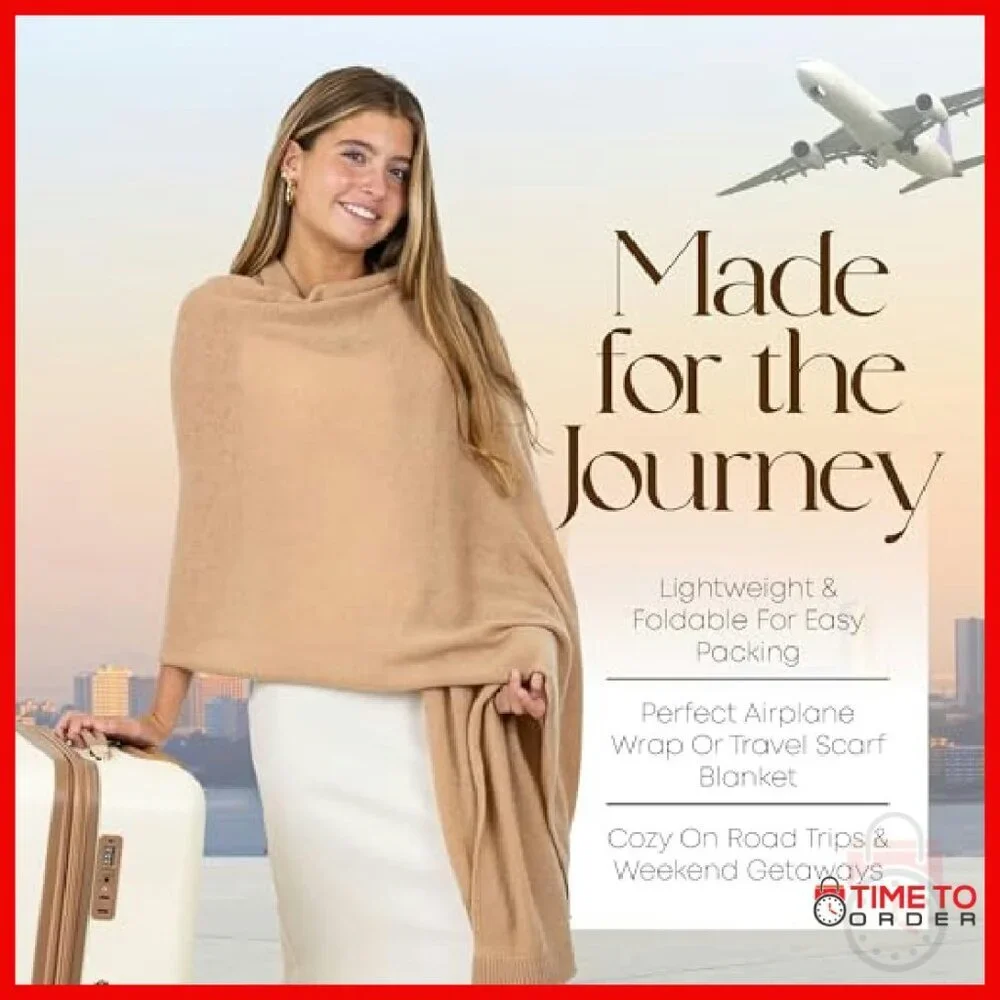 Luxury Cashmere Wool Blend Knitted Wrap Shawl 27x78 All-Season Travel